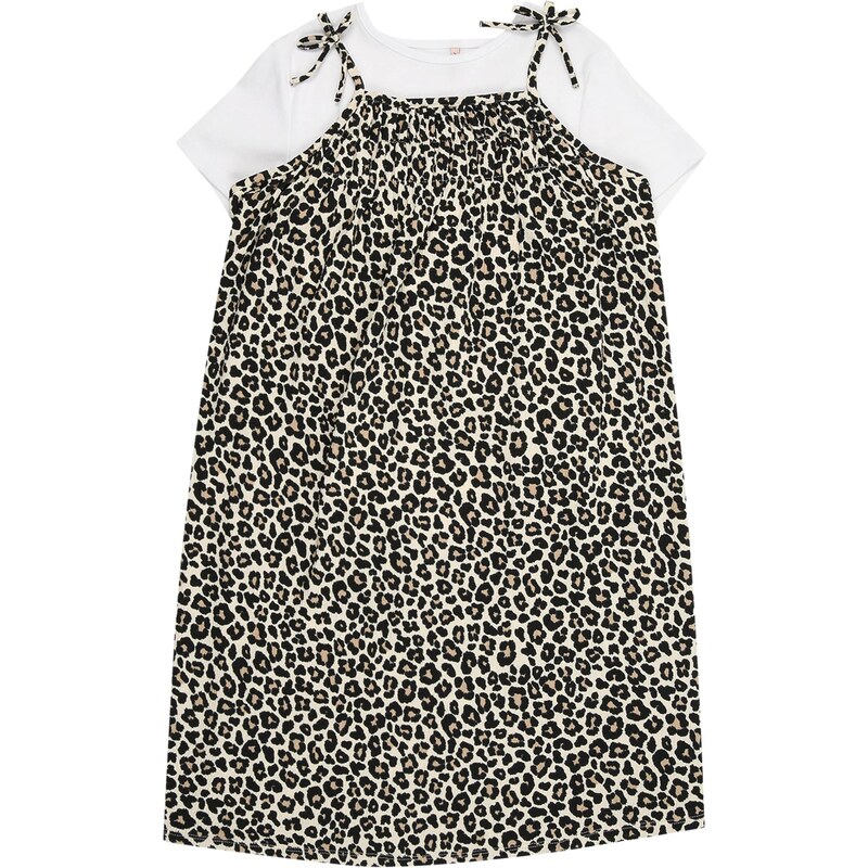 ONLY GIRLS Šaty KOGEmmi nebielená / mokka / čierna / biela 66008430