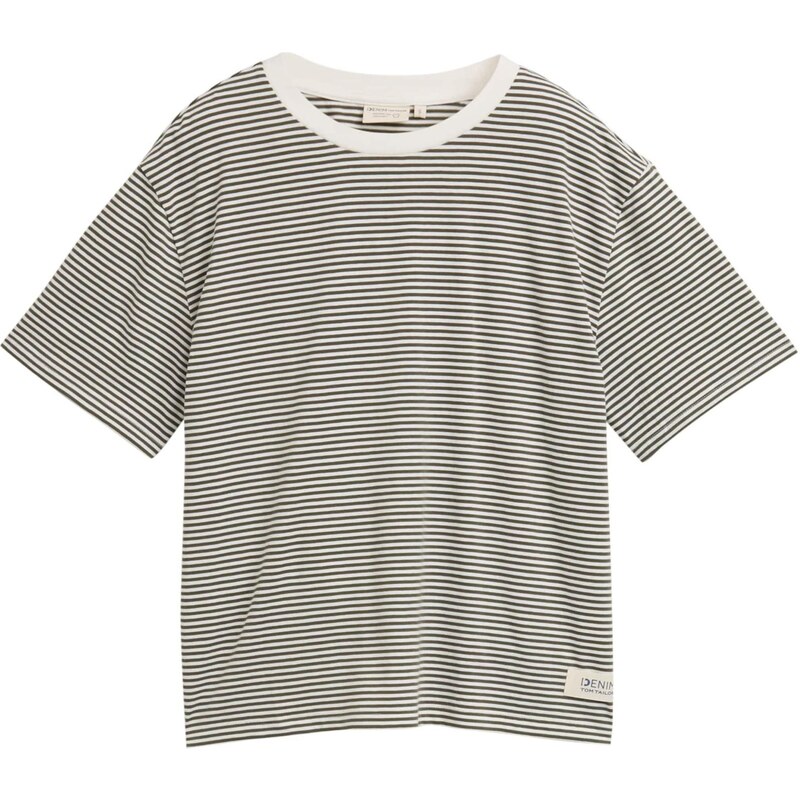 TOM TAILOR DENIM Tričko tmavozelená / biela 65654711