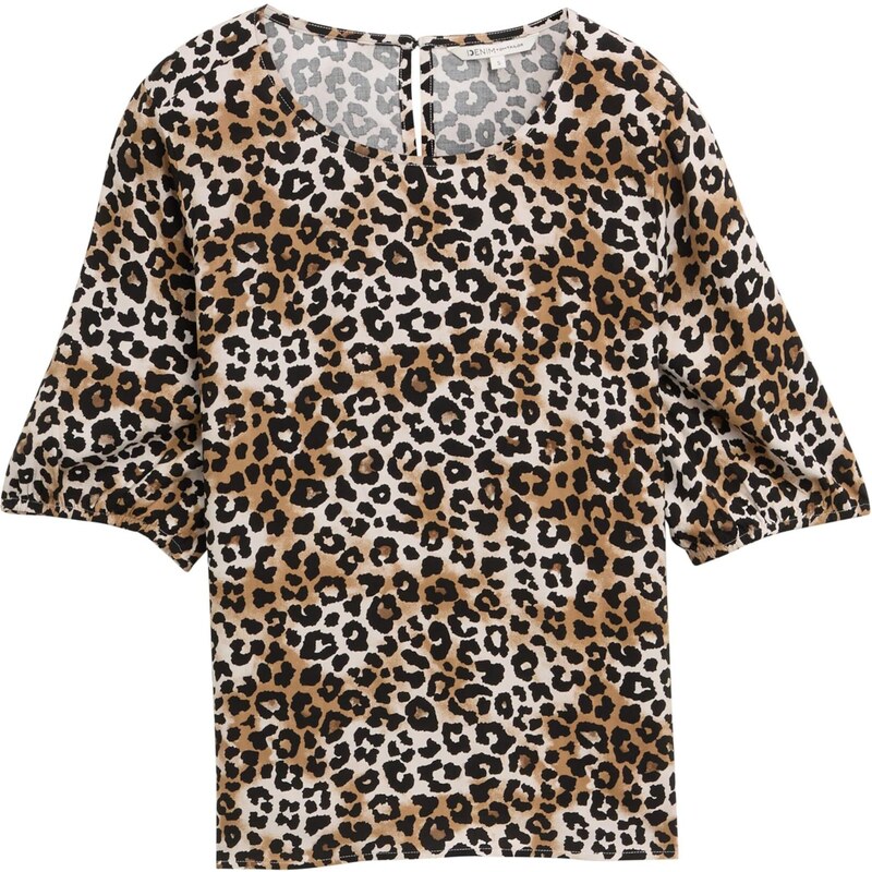 TOM TAILOR DENIM Blúzka hnedá / čierna / biela 65881390