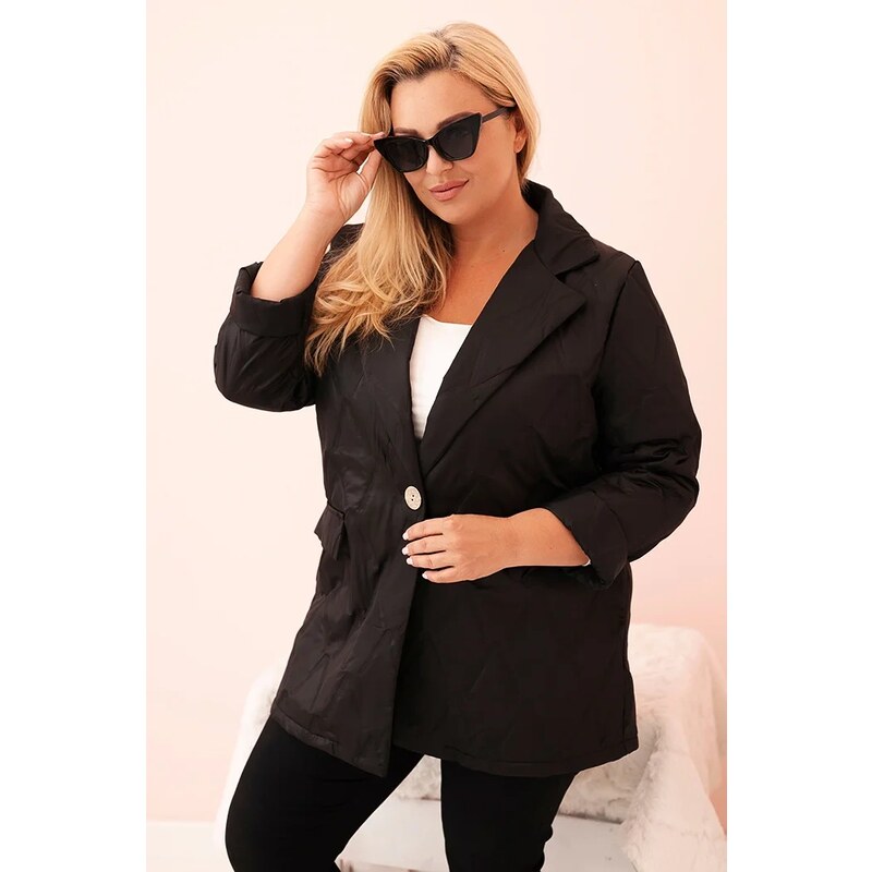 Dámska bunda Plus Size prešívaná s golierom a gombíkom 65385480