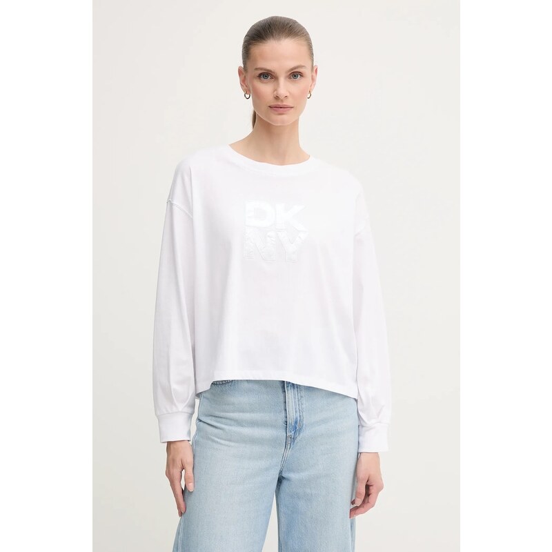 Bavlnené tričko s dlhým rukávom Dkny 66513666