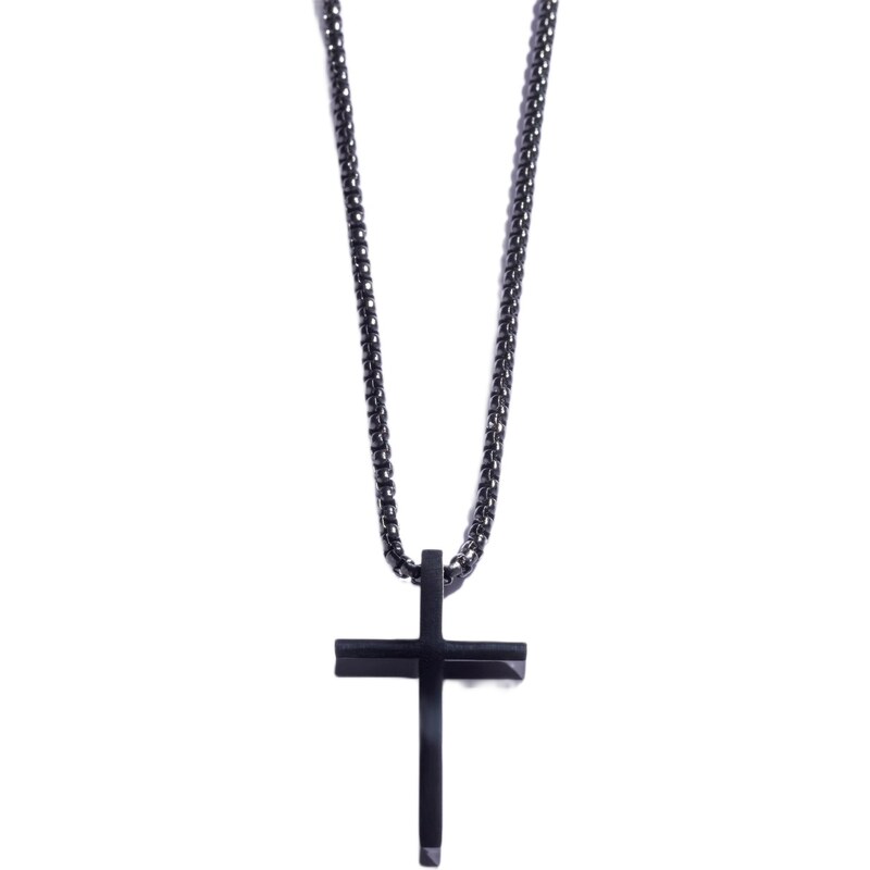 Marc Malone Nadčasový čierny náhrdelník z ocele Kríž MCGN5048B 66667286