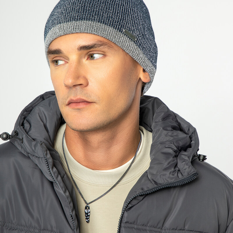 Wittchen Pánska zimná čiapka s reflexnými vláknami a kontrastným lemom 66067199