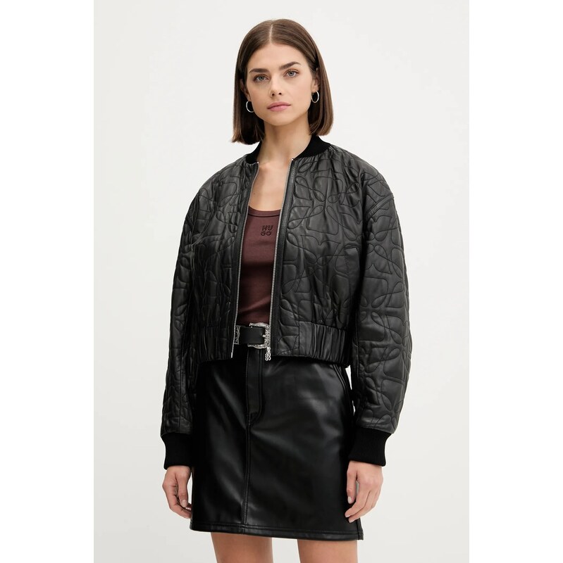 Kožená bunda bomber HUGO Lesana 64600447