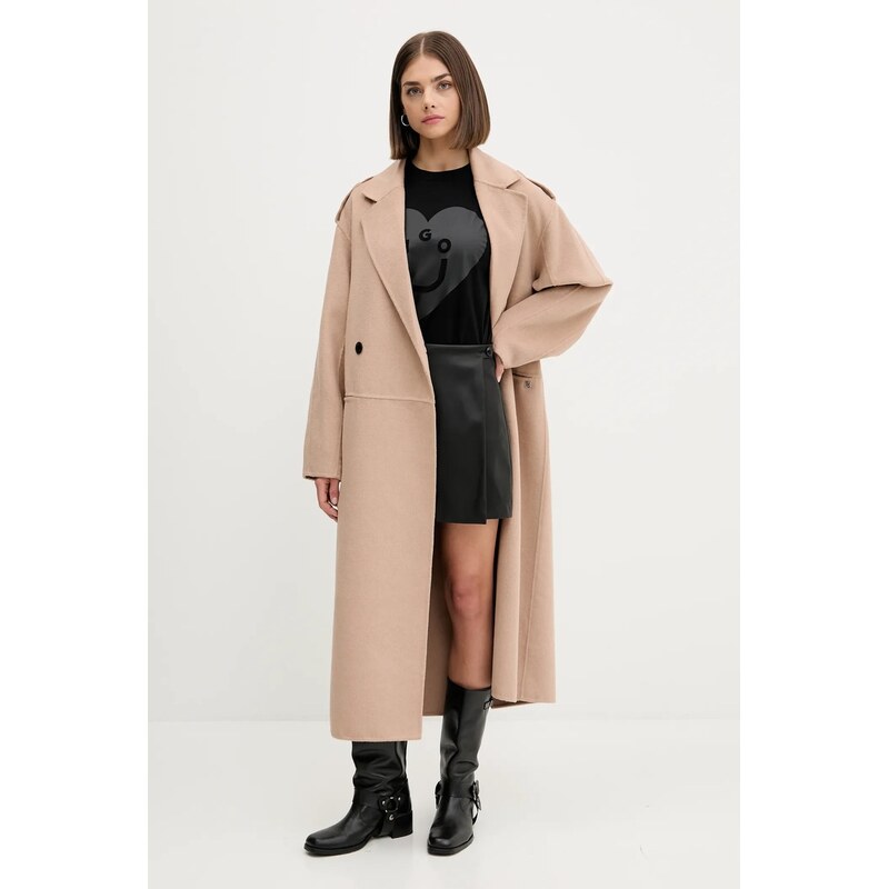 Kabát s prímesou vlny HUGO Meluma-1_DF 64600436