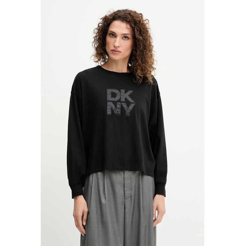Bavlnené tričko s dlhým rukávom Dkny 66513665