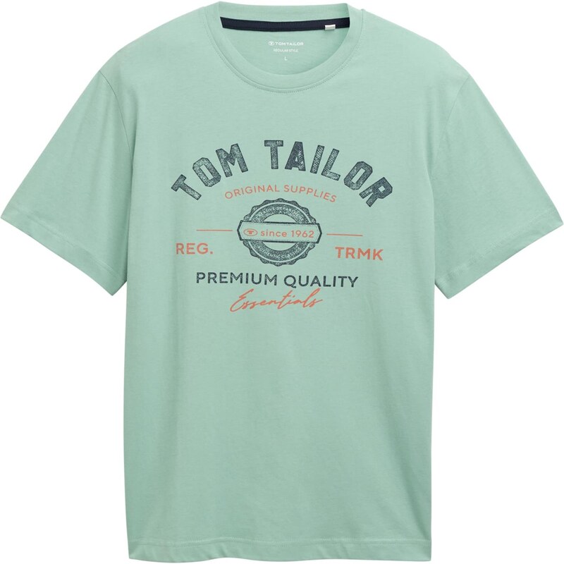 TOM TAILOR Tričko mätová / tmavozelená / oranžová 64602977