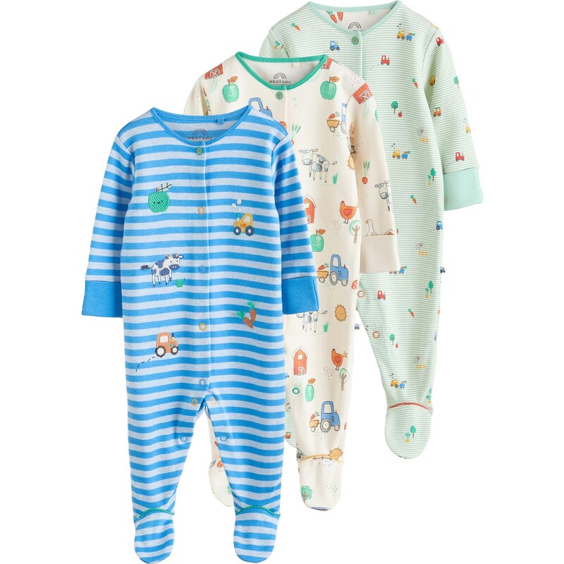 Next Pyžamo kráľovská modrá / pastelovo žltá / sivá melírovaná / 65880237