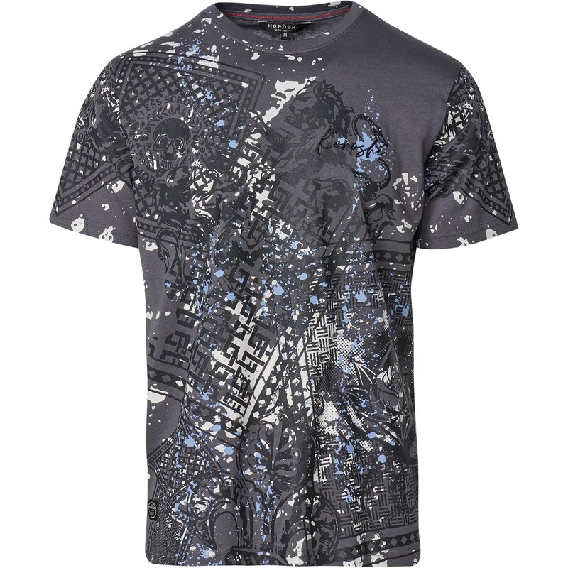 KOROSHI Tričko sivá / biela 65883489