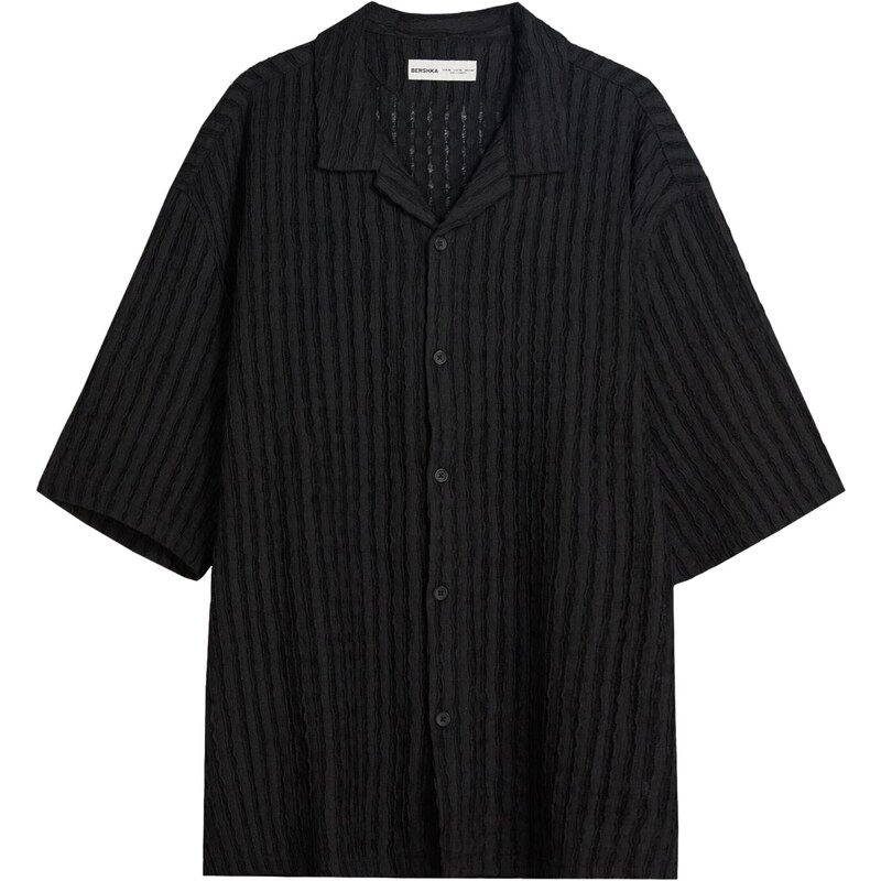 Bershka Košeľa čierna 65884843