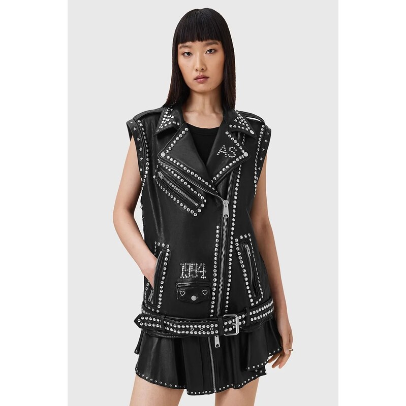 Kožená vesta AllSaints BILLIE 64722514