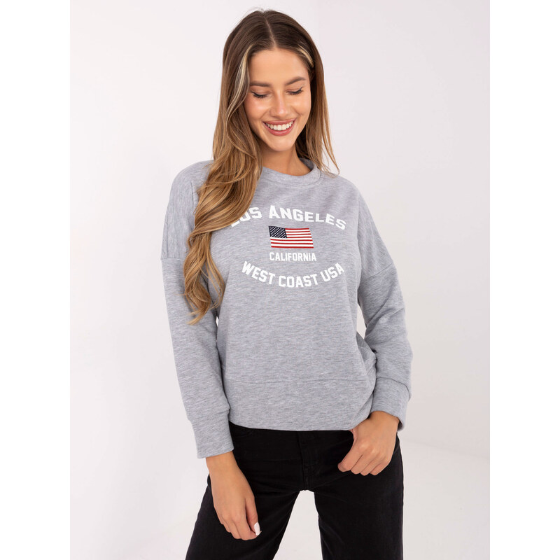 RUE PARIS Svetlo šedá dámska mikina s potlačou RV-BL-6670.14-gray 57947678