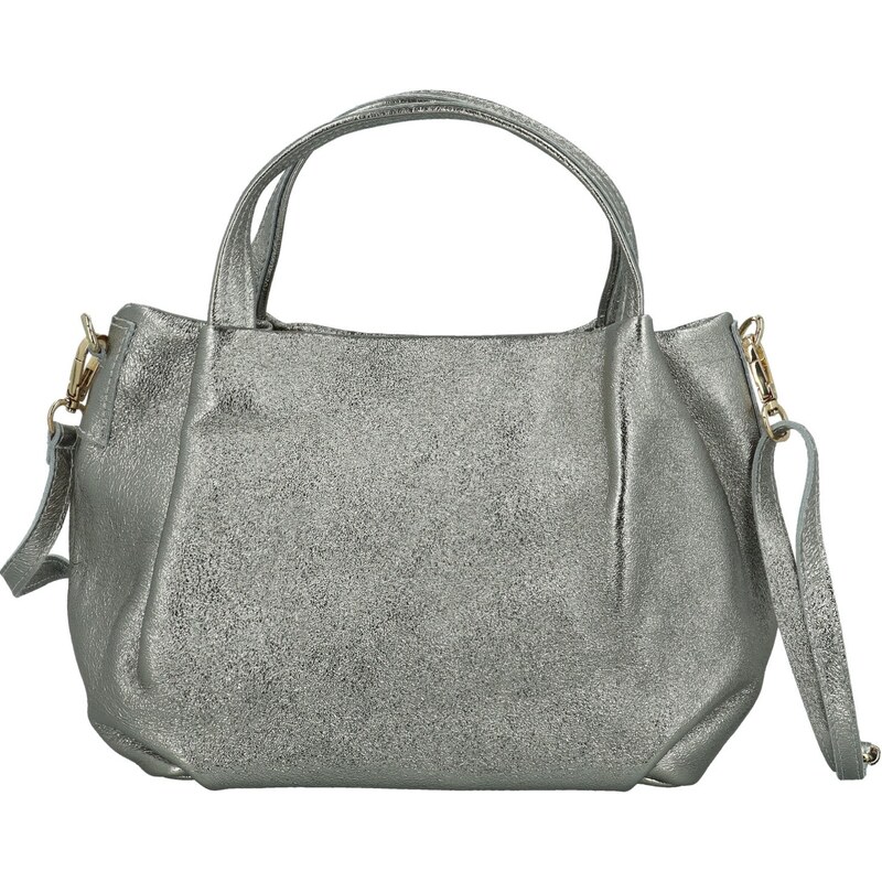 Dámska kožená kabelka do ruky strieborná - Delami Vera Pelle Marillyn 64874647