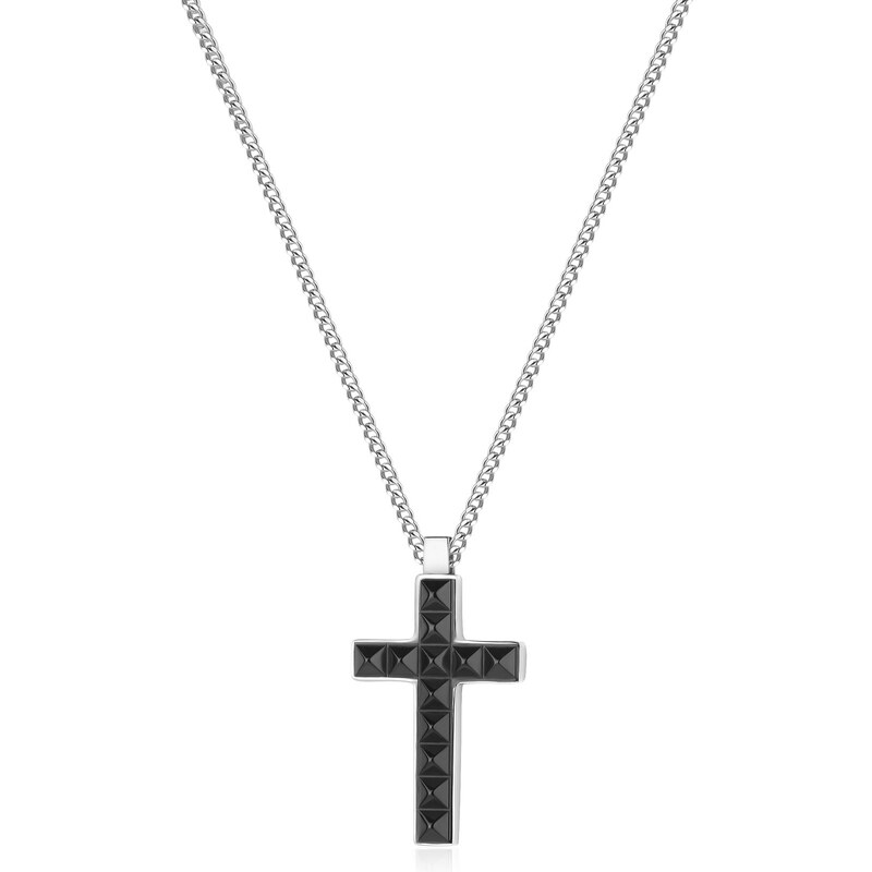 SAgapõ Pánsky náhrdelník z ocele Kríž Prúd SPD06 66585048