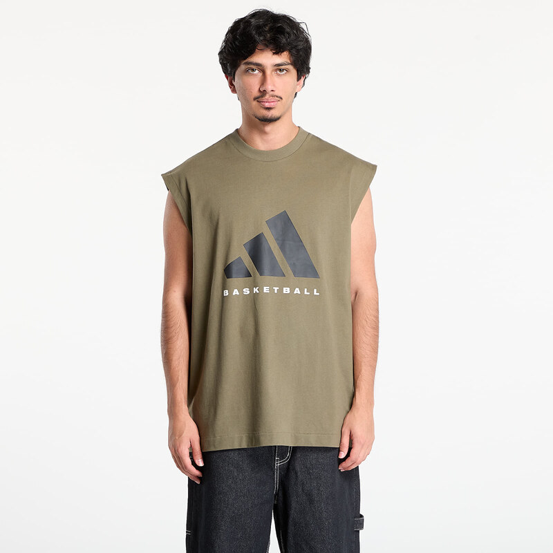 adidas Performance adidas Basketball Sleeveless T-Shirt Olive Strata 64728098