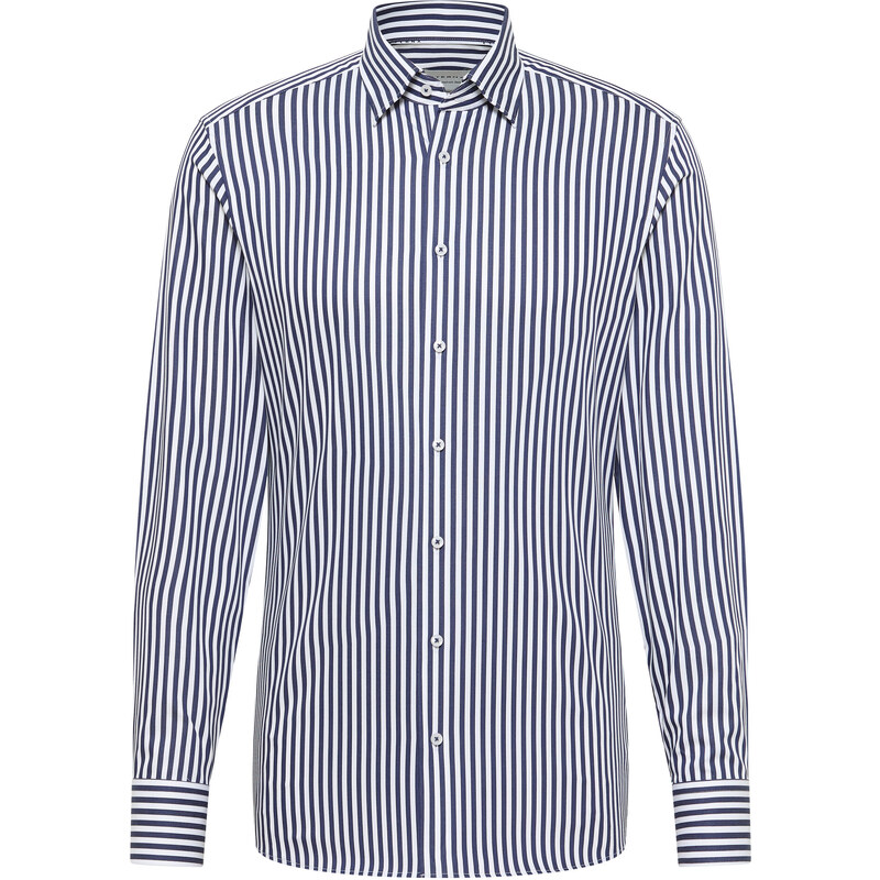 Luxusná pruhovaná pánska saténová košeľa ETERNA Slim fit v modro 64727534