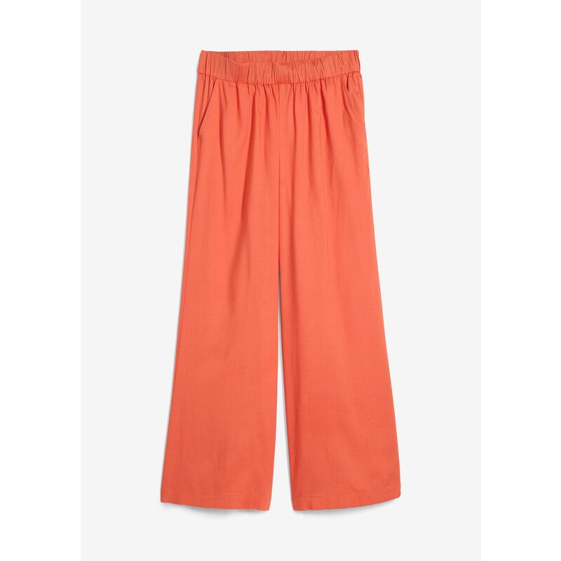 bonprix Nohavice, Palazzo, široké, s pohodlným pásom, farba červená 64727812