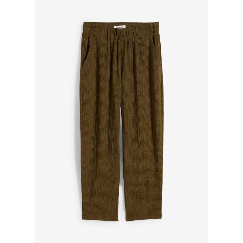 bonprix Džersejové nohavice zo štruktúrového materiálu, farba zelená 64727924