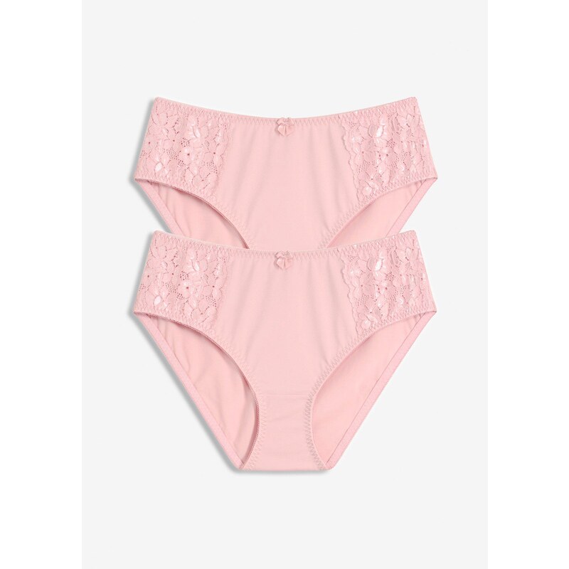 bonprix Maxi nohavičky (2 ks), s jemnou čipkou, farba ružová 64727958