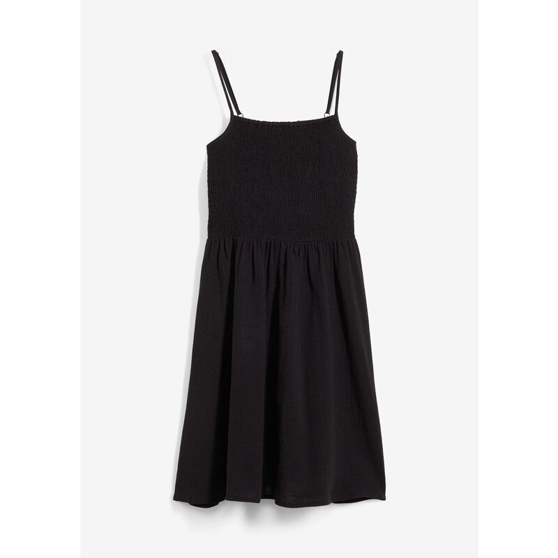 bonprix Šaty na ramienka zo vzdušného mušlínu, farba čierna 64727967