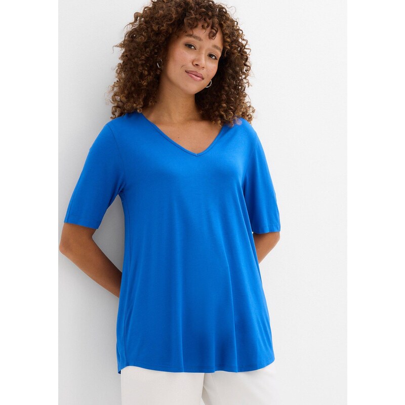 bonprix Dlhé tričko z jemnej viskózy, farba modrá 64727793