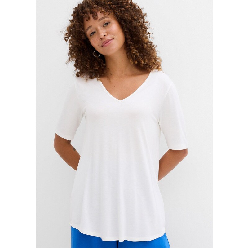 bonprix Dlhé tričko z jemnej viskózy, farba biela 64727792