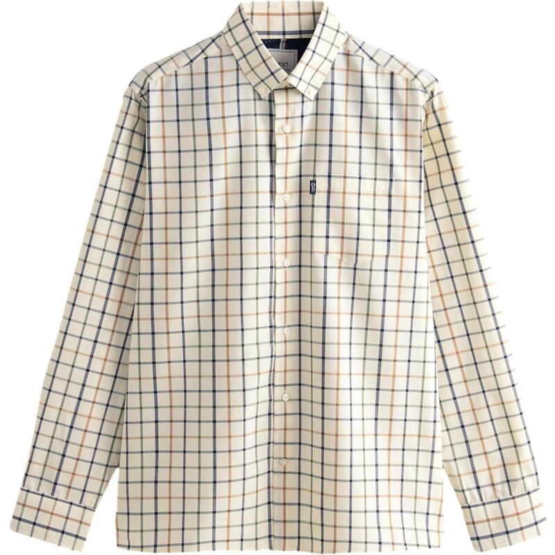 Next Košeľa nebielená / námornícka modrá / mokka / zelená 64882976