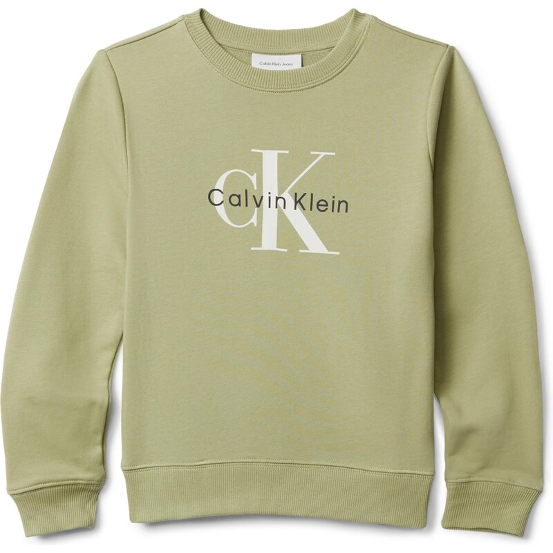 Calvin Klein Jeans Mikina svetlozelená / čierna / biela 64766035