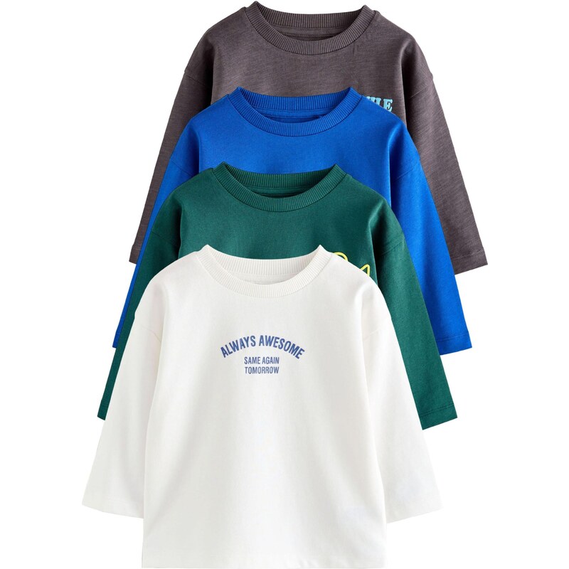 Next Tričko kráľovská modrá / farby bahna / smaragdová / biela 65881317