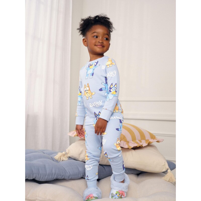 Next Pyžamo svetlomodrá / tmavomodrá / oranžová 65882049