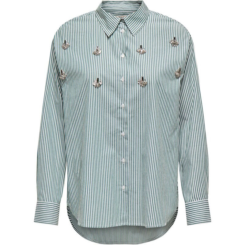 ONLY Blúzka ONLTRINE tmavozelená / biela 65885464