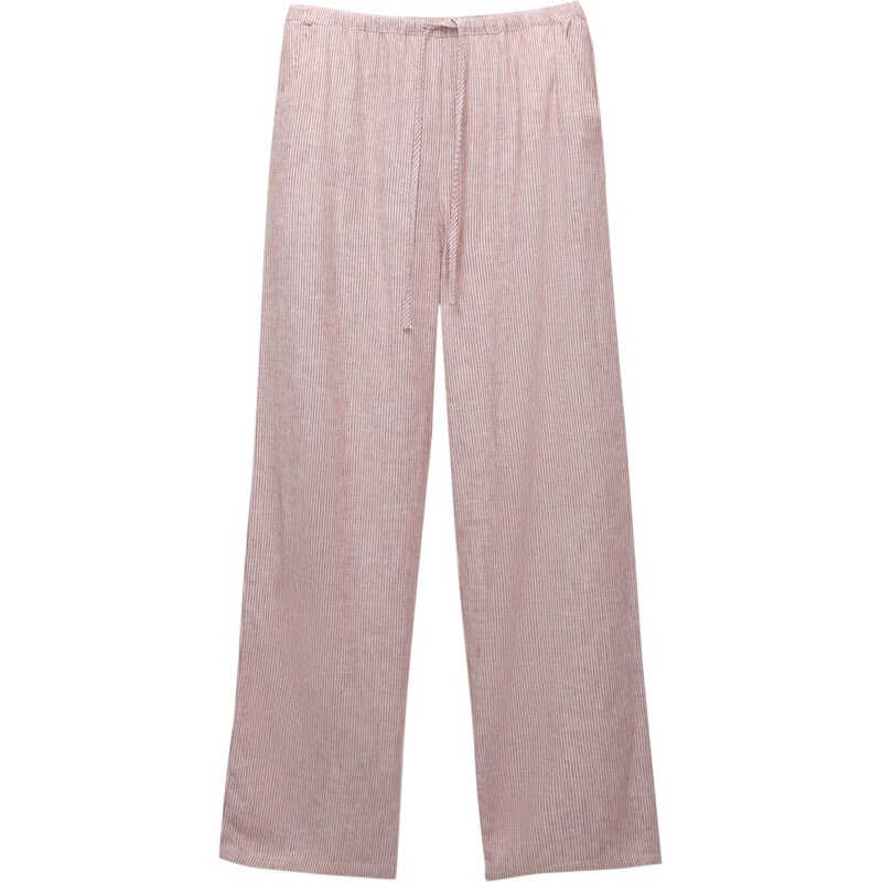 Pull&Bear Nohavice burgundská / biela 65885456