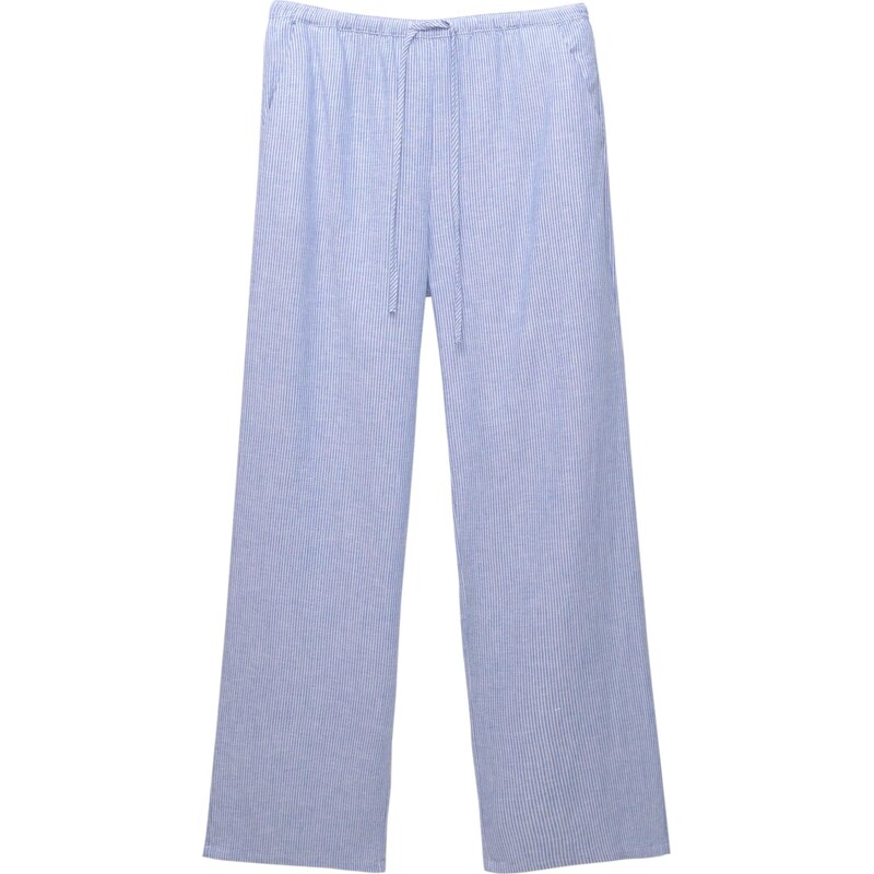 Pull&Bear Nohavice modrosivá / biela 65885467