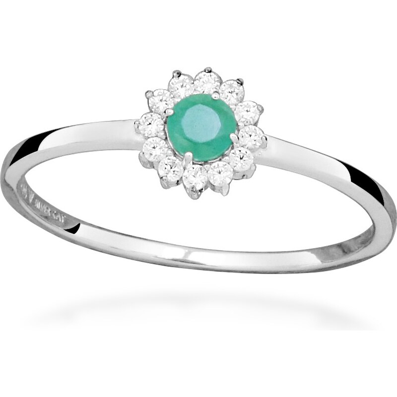 Silver Cat Strieborný prsteň s kubickými zirkónmi a smaragdom SC564 60 66595495