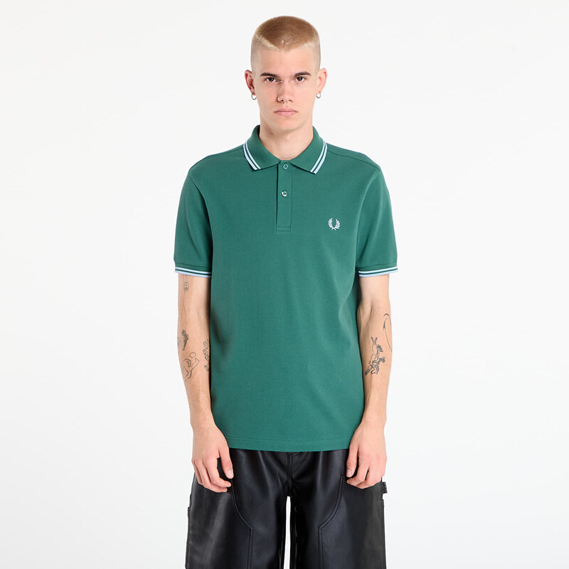 Tričko FRED PERRY Twin Tipped Fred Perry Shirt Sport Green /Track Blue 64739955