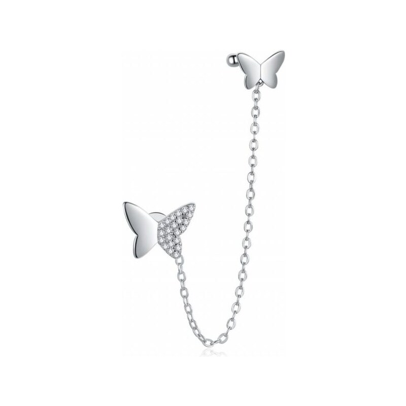MOISS Dvojité strieborné náušnice s motýlikom E0004280 66589382