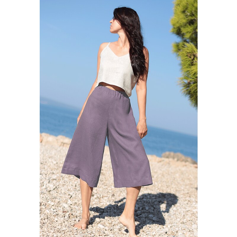 Lotika Dámske trojštvrťové nohavice zo 100% lanu 65206548