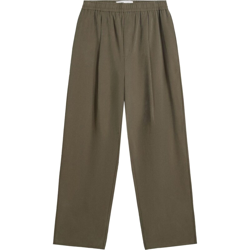 Bershka Plisované nohavice zelená 65905712