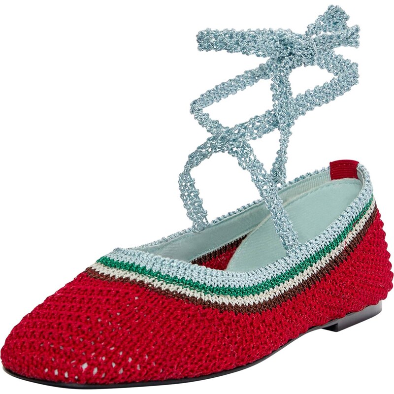 Pull&Bear Baleríny svetlomodrá / svetlosivá / tmavozelená / červená 65885537