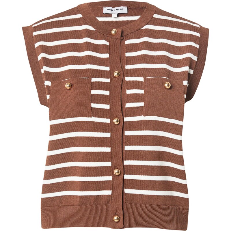 MORE & MORE Pletená vesta hnedá / šedobiela 64758061