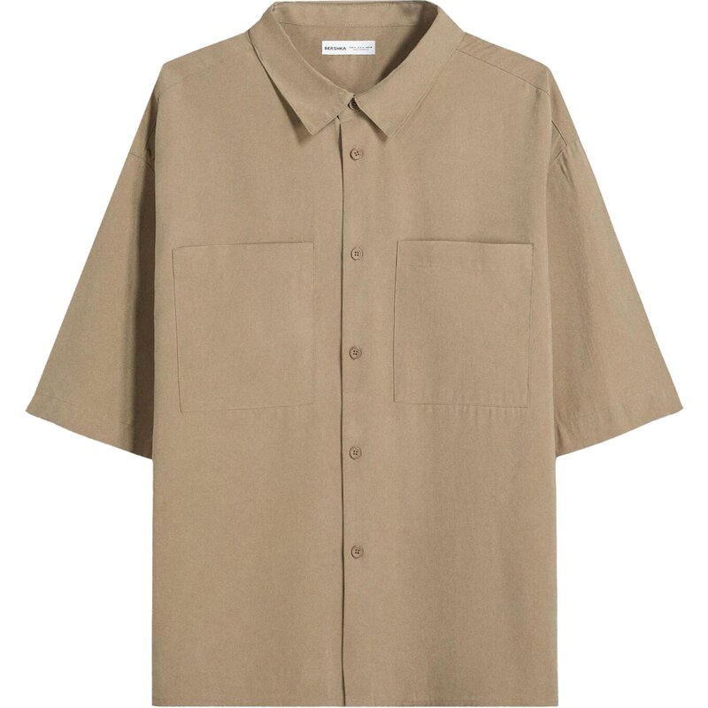 Bershka Košeľa tmavobéžová 65884842