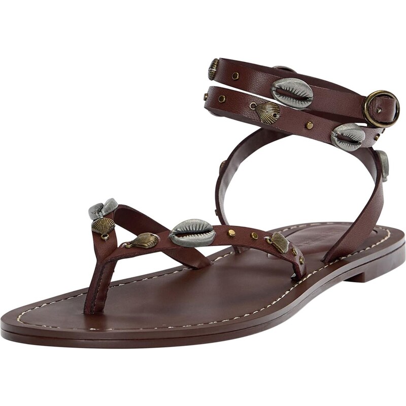 Pull&Bear Žabky tmavohnedá 65885544