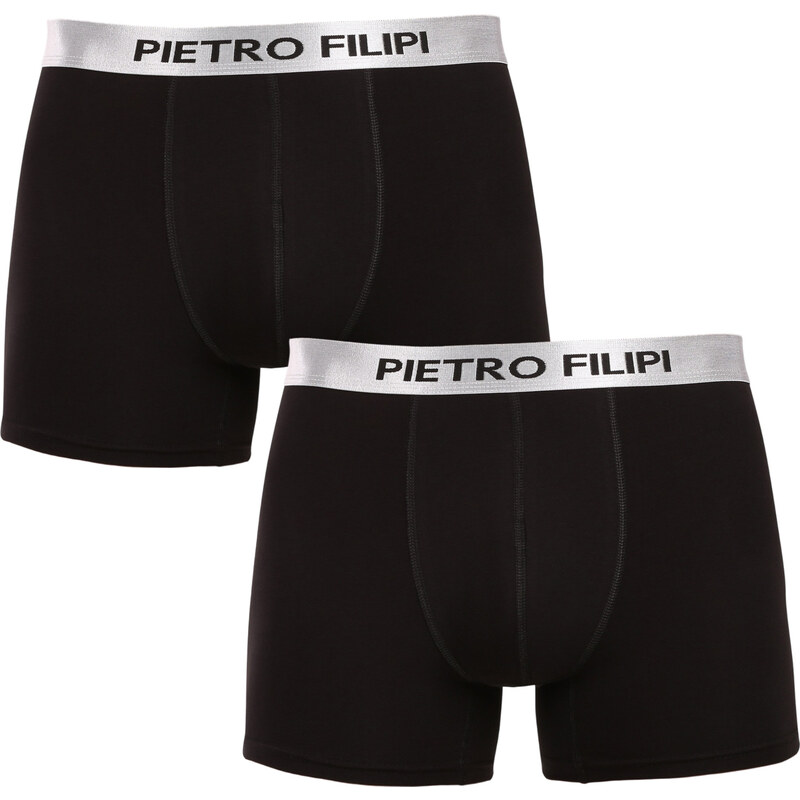 2PACK pánske boxerky Pietro Filipi čierné Metalic silver (2PBMS2) 64756665