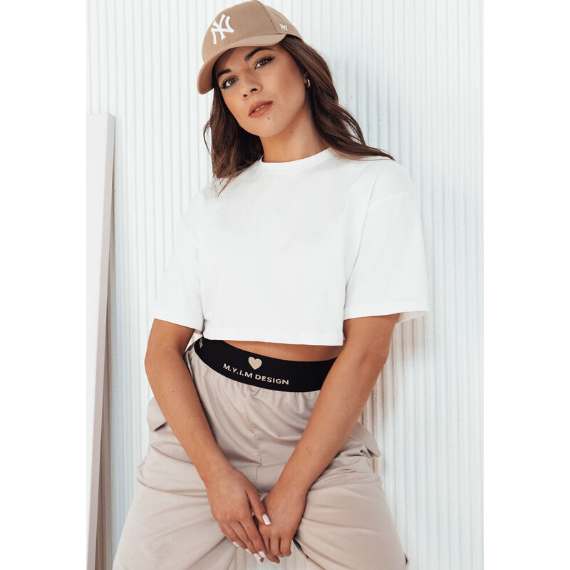 BASIC Smotanový dámsky bavlnený crop top TABITT RY2495 64749595