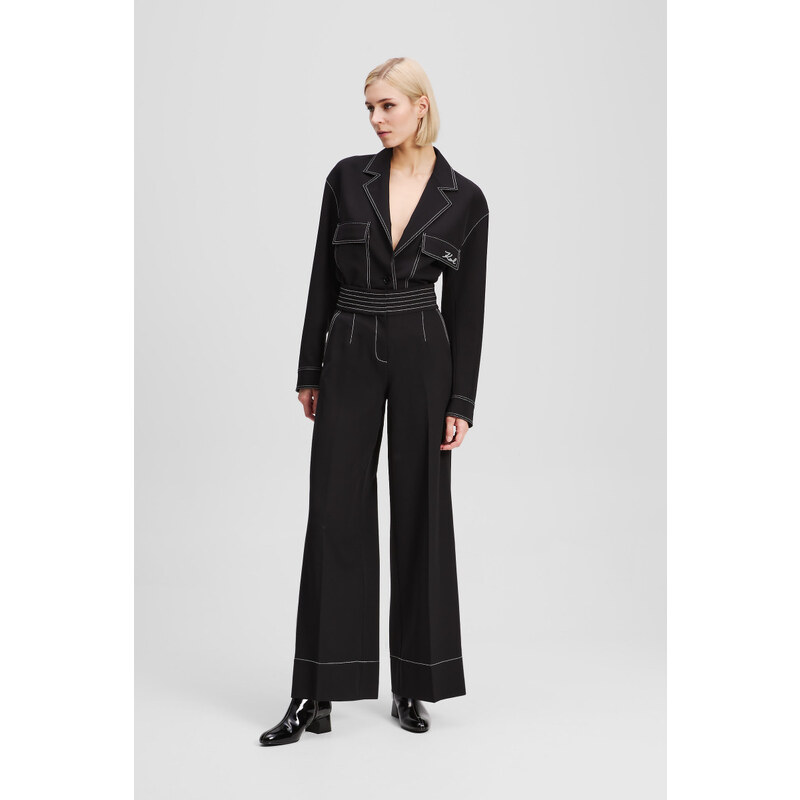 NOHAVICE KARL LAGERFELD CONTRAST STITCH PANTS 64780772