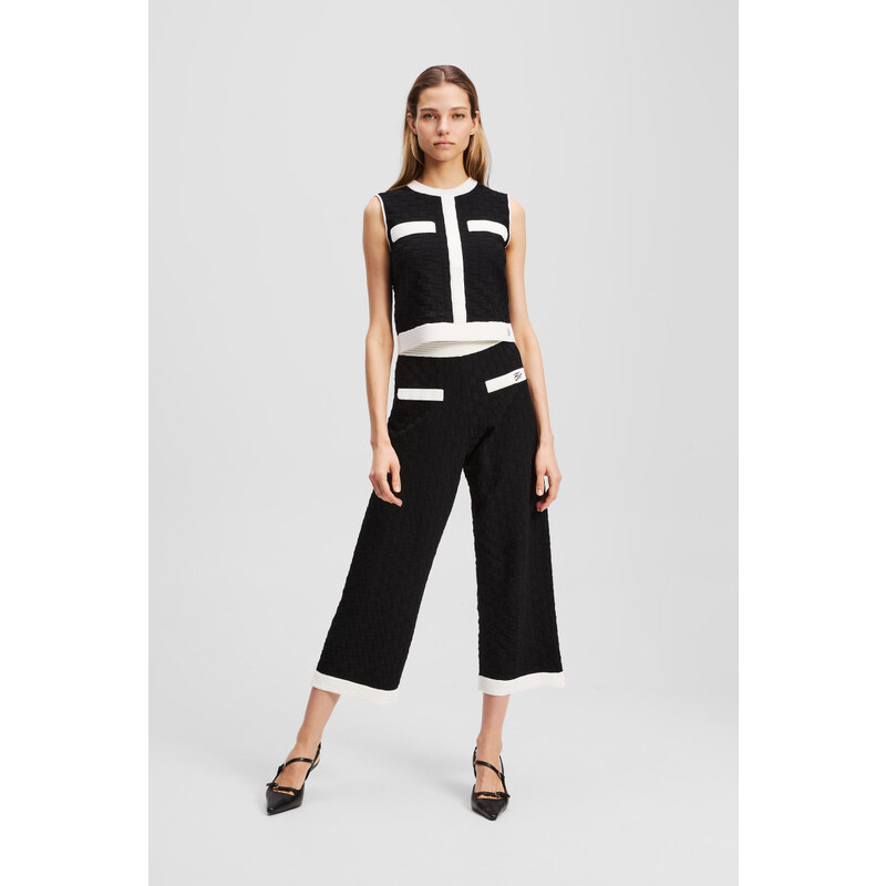 NOHAVICE KARL LAGERFELD CONTRAST KNIT PANTS 64780774