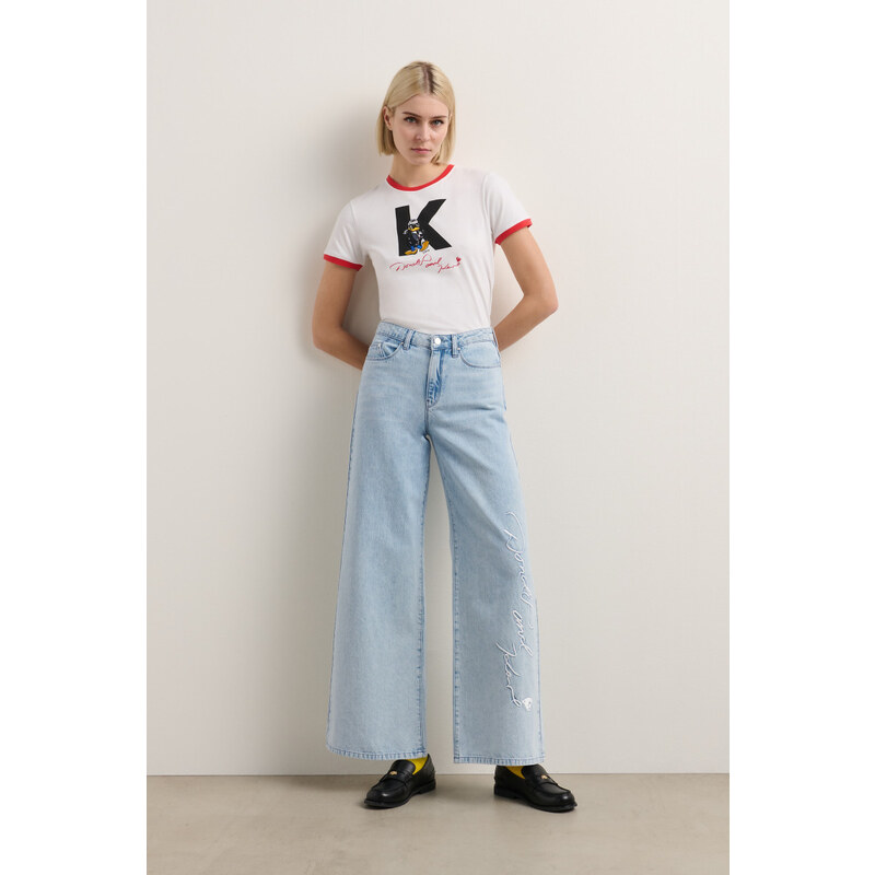 DŽÍNSY KARL LAGERFELD KL X DISNEY WIDE LEG DENIM PANTS 64780776