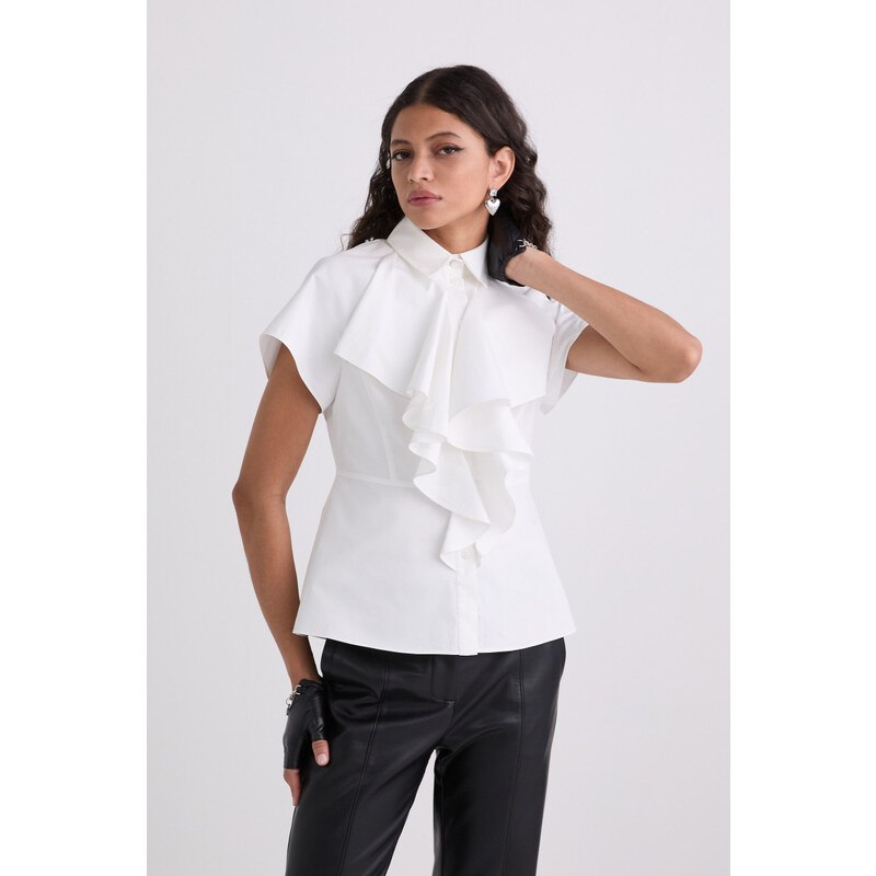 KOŠEĽA KARL LAGERFELD FRONT RUFFLE SSLV POPLIN SHIRT 64780781