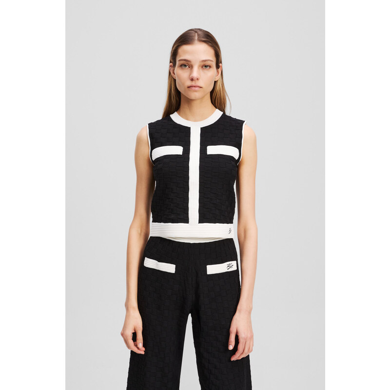 SVETER KARL LAGERFELD CONTRAST SLEEVELESS KNIT TOP 64780811