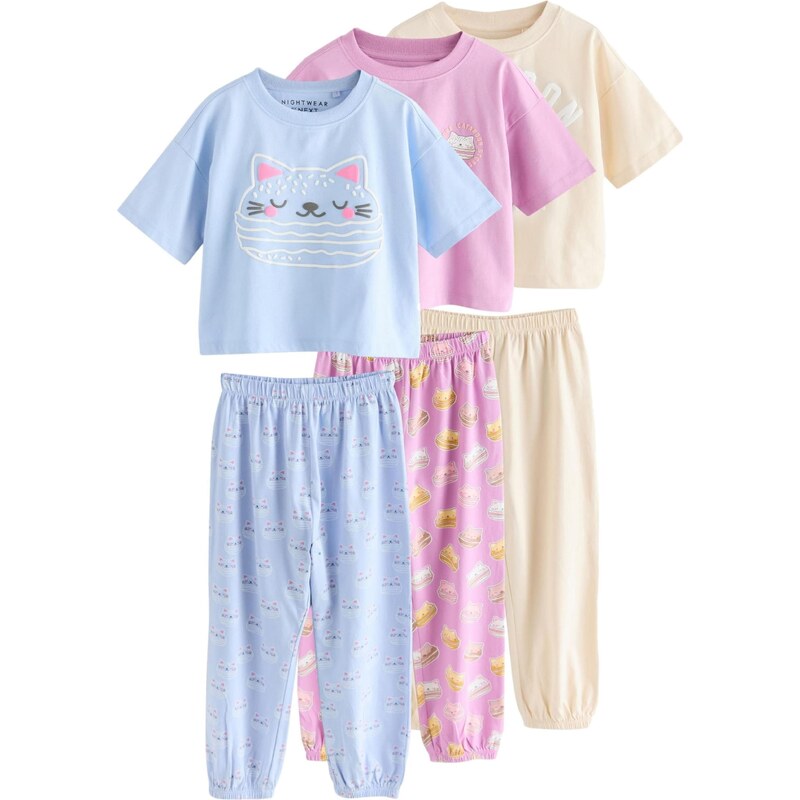 Next Pyžamo nebesky modrá / svetložltá / ružová / biela 65883319